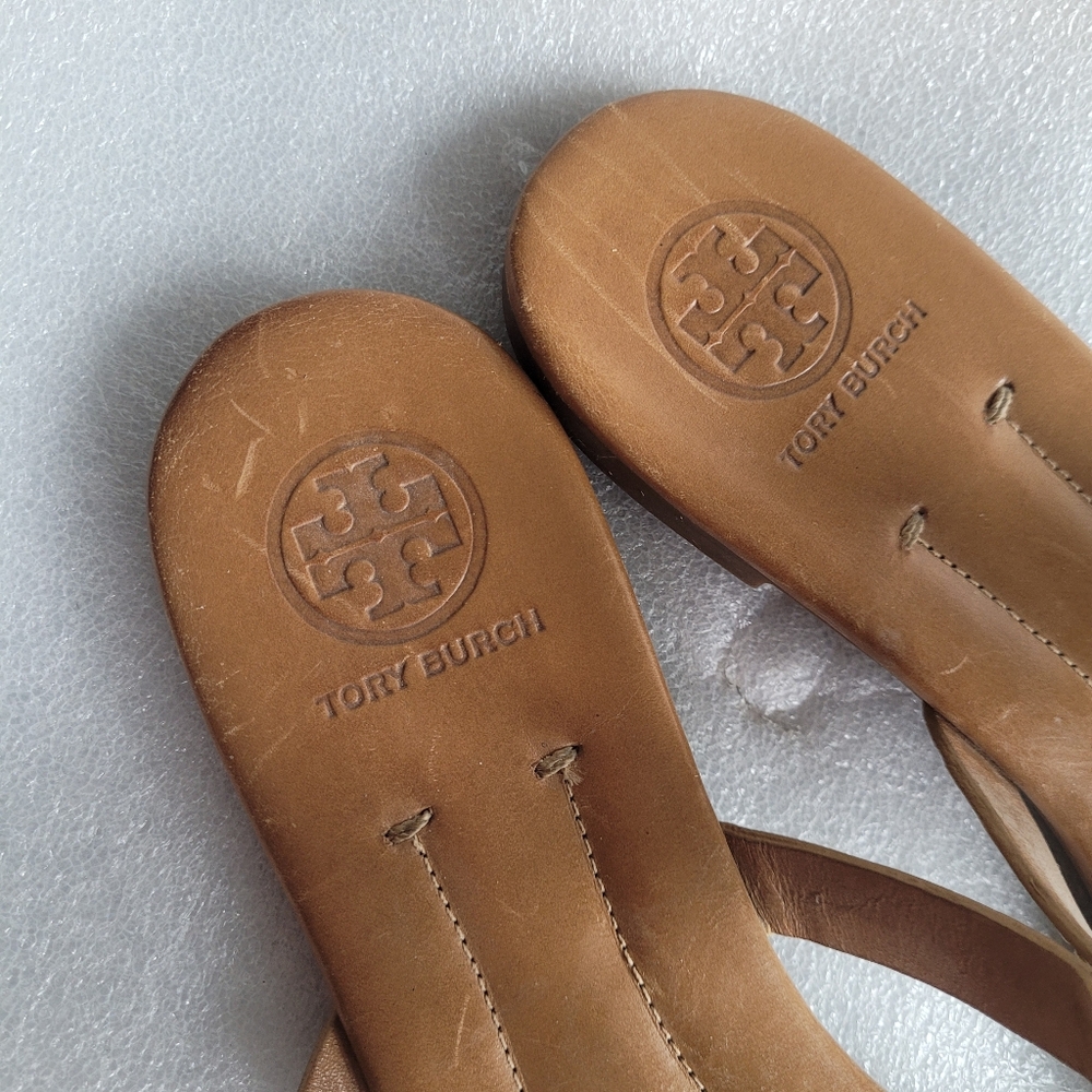 Tory Burch Metal Miller 2 Leather Sandals Tan Size 10 - Picture 7 of 12
